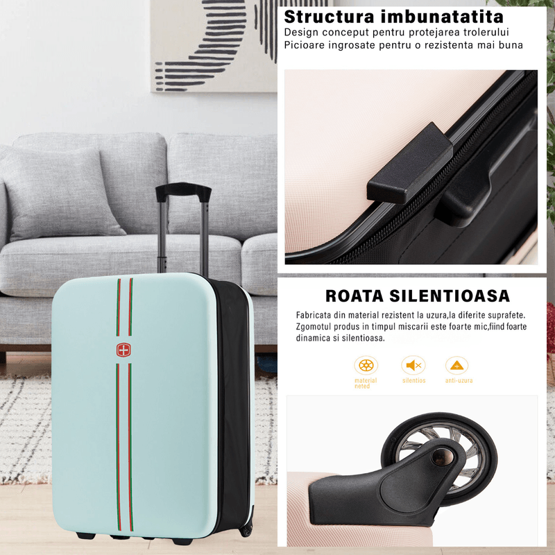 Sport si Outdoor - Articole de voiaj - Trolere - Valiza pliabila mare de calatorie, Dasbo®, carcasa dura material ABS si PC rezistent la apa, 2 roti cu interior captusit - Infinity.ro