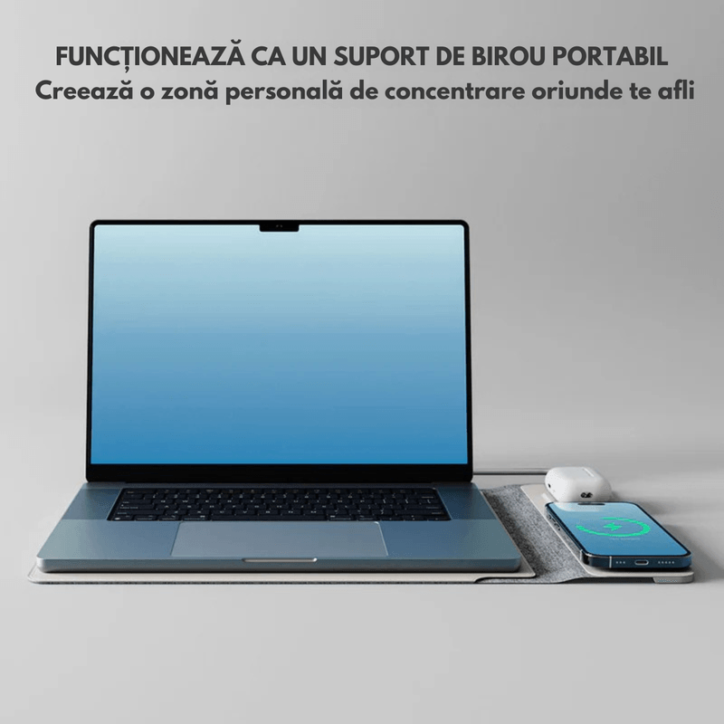 Laptop, Telefoane si Tablete - Laptopuri si accesorii - Accesorii Laptop - Genti laptop - Husa Laptop cu Incarcare dubla Wireless 15W, Protectie 360, Impermeabila, Rezistenta la socuri, 13-14 inch, Pliabil - Infinity.ro