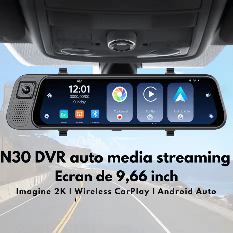 Auto si Moto - Electronice auto - Camere auto si DVR - Camera de bord Auto tip Oglinda - Dasbo®, Navigatie Auto cu 3 Camere, Fata 2K + spate si interior 1080P, Carplay - Infinity.ro