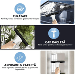 Electronice si Electrocasnice - Ingrijirea locuintei - Aspiratoare - Aspirator pentru geamuri, Curatator Electric Dasbo® pentru Geamuri cu Aspirare si Racleta - Rezervor 150 ml - Infinity.ro