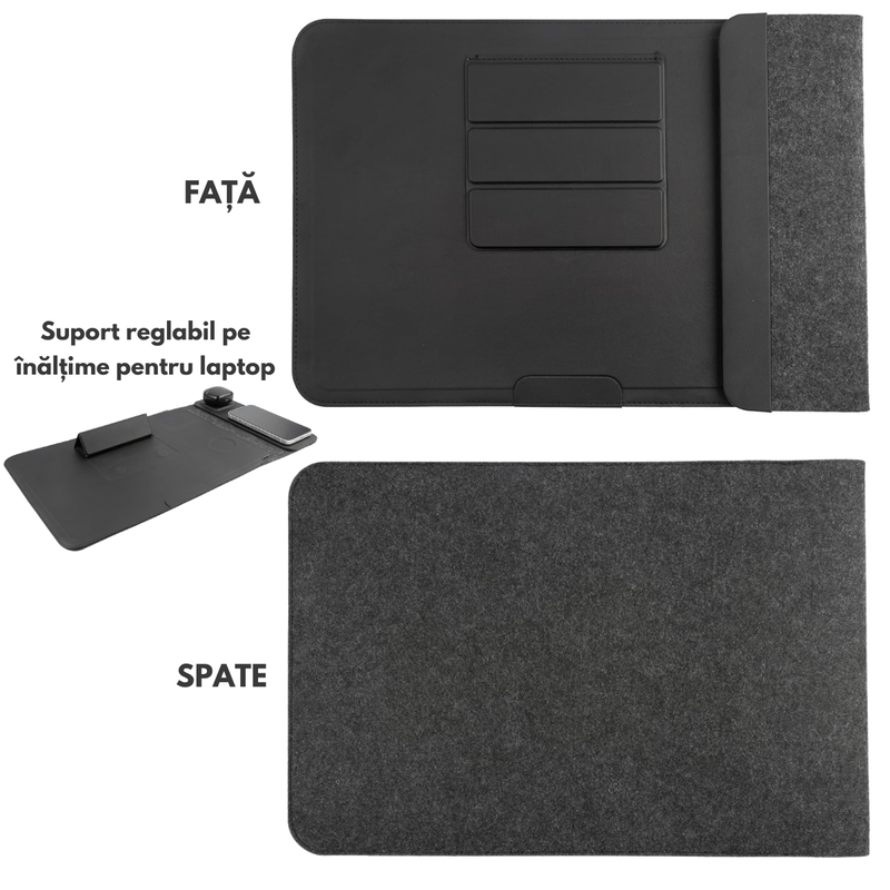 Laptop, Telefoane si Tablete - Laptopuri si accesorii - Accesorii Laptop - Genti laptop - Husa Laptop cu Incarcare dubla Wireless 15W, Protectie 360, Impermeabila, Rezistenta la socuri, 15-16 inch, Pliabil - Infinity.ro