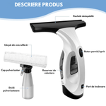 Electronice si Electrocasnice - Ingrijirea locuintei - Aspiratoare - Aspirator pentru geamuri, Curatator Electric Dasbo® pentru Geamuri cu Aspirare si Racleta - Rezervor 150 ml - Infinity.ro