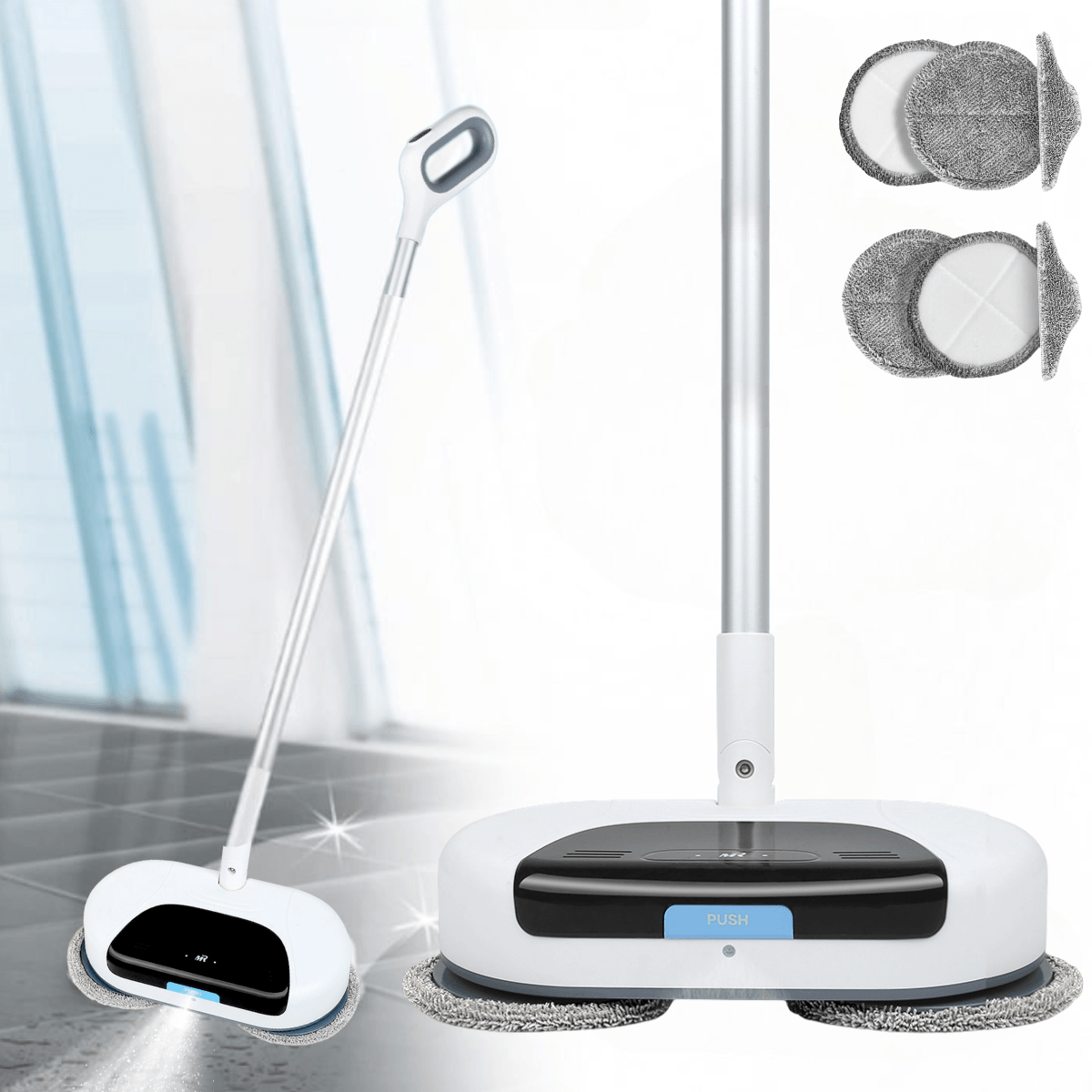Mop electric cu jet de apa si laveta microfibra de curatare Dasbo®, fara fir, control pulverizare apa pentru curatarea