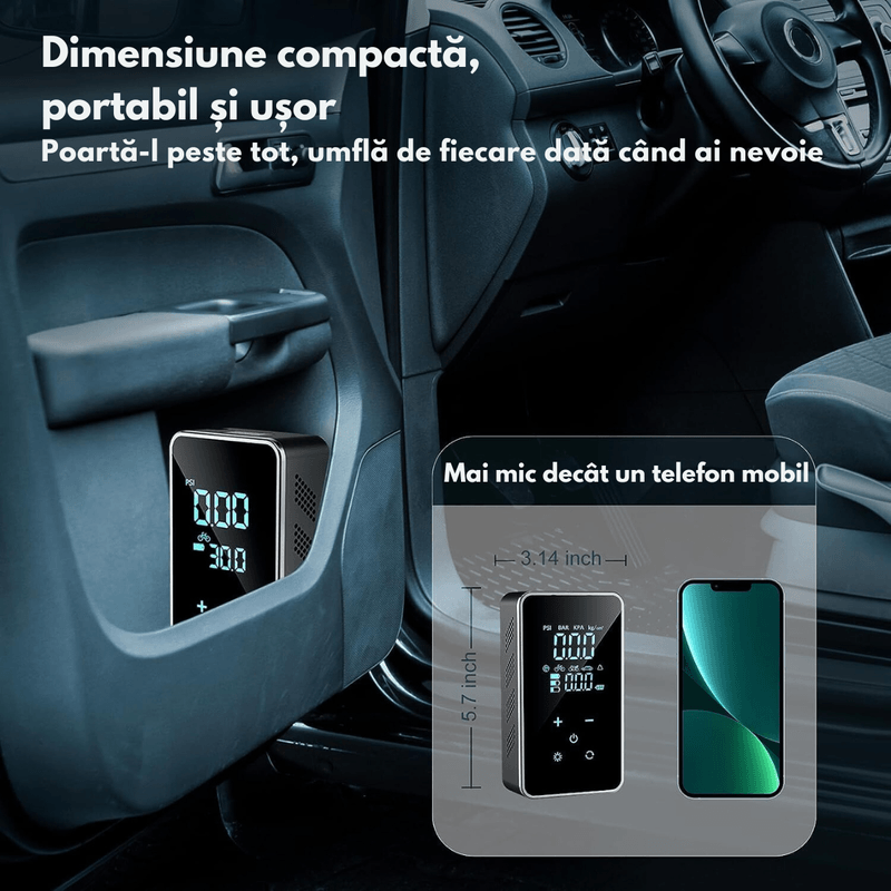 Auto si Moto - Reparatii si depanare - Redresoare - Starter auto portabil cu Compressor Multifunctional 4 in 1, Wireless cu Baterie 10000mAh,pentru motor Benzina sau Diesel - Infinity.ro