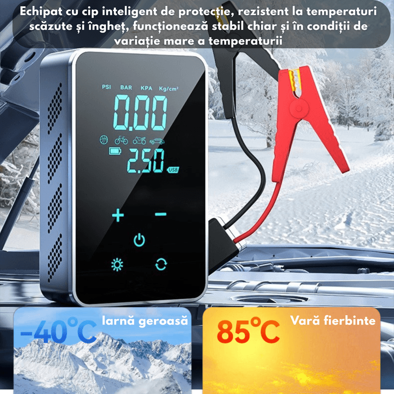 Auto si Moto - Reparatii si depanare - Redresoare - Starter auto portabil cu Compressor Multifunctional 4 in 1, Wireless cu Baterie 10000mAh,pentru motor Benzina sau Diesel - Infinity.ro