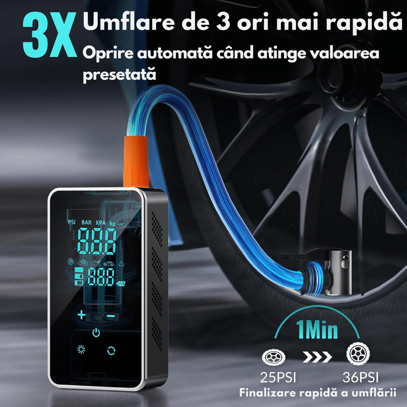 Auto si Moto - Reparatii si depanare - Redresoare - Starter auto portabil cu Compressor Multifunctional 4 in 1, Wireless cu Baterie 10000mAh,pentru motor Benzina sau Diesel - Infinity.ro