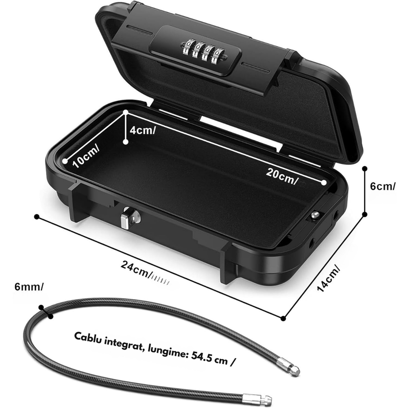 Casa si Gradina - Constructii - Depozitare, transport si protectie - Seifuri si casete de valori - Seif Portabil Antifurt cu Cod Numeric, Dasbo®, Caseta de Valori Impermeabila cu sistem de blocare, Cablu de siguranta - Infinity.ro