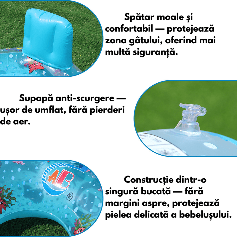 Jucarii, Copii si Bebe - Jucarii si jocuri - Jucarii de exterior - Colaci, ochelari si accesorii inot copii - Colac gonflabil pentru bebelusi si copii, cu spatar si jucarie integrata – siguranta, confort si distractie in apa - Infinity.ro