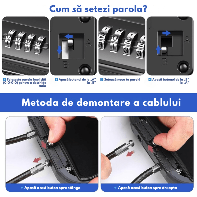 Casa si Gradina - Constructii - Depozitare, transport si protectie - Seifuri si casete de valori - Seif Portabil Antifurt cu Cod Numeric, Dasbo®, Caseta de Valori Impermeabila cu sistem de blocare, Cablu de siguranta - Infinity.ro