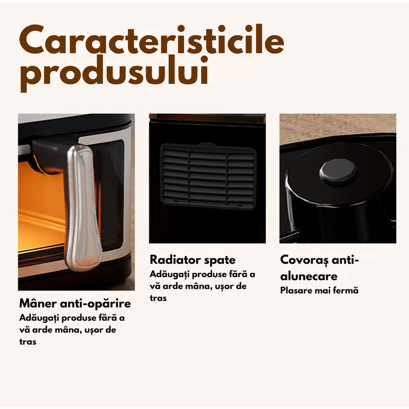 Electronice si Electrocasnice - Electrocasnice bucatarie - Aparate de gatit & desert - Friteuze - Friteuza cu aer cald, Airfryer fara ulei Silver Crest, Ecran digital tactil, Functii de gatire presetate,design din otel - Infinity.ro