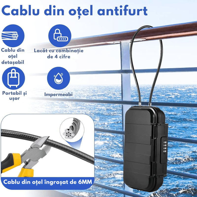 Casa si Gradina - Constructii - Depozitare, transport si protectie - Seifuri si casete de valori - Seif Portabil Antifurt cu Cod Numeric, Dasbo®, Caseta de Valori Impermeabila cu sistem de blocare, Cablu de siguranta - Infinity.ro
