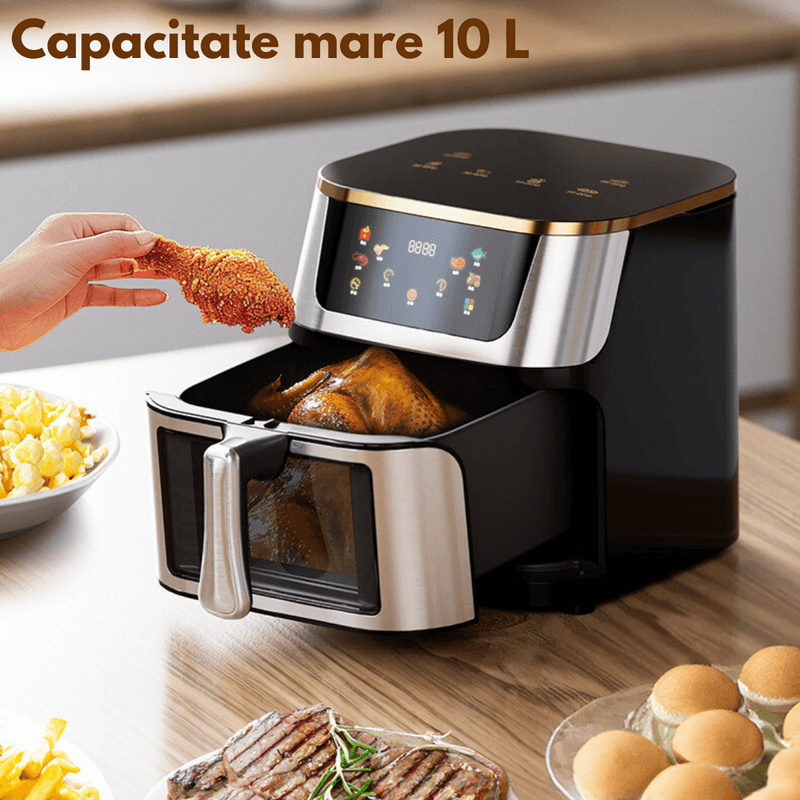 Electronice si Electrocasnice - Electrocasnice bucatarie - Aparate de gatit & desert - Friteuze - Friteuza cu aer cald, Airfryer fara ulei Silver Crest, Ecran digital tactil, Functii de gatire presetate,design din otel - Infinity.ro