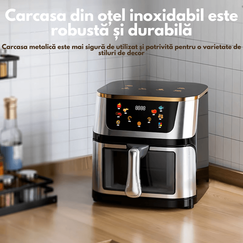 Electronice si Electrocasnice - Electrocasnice bucatarie - Aparate de gatit & desert - Friteuze - Friteuza cu aer cald, Airfryer fara ulei Silver Crest, Ecran digital tactil, Functii de gatire presetate,design din otel - Infinity.ro