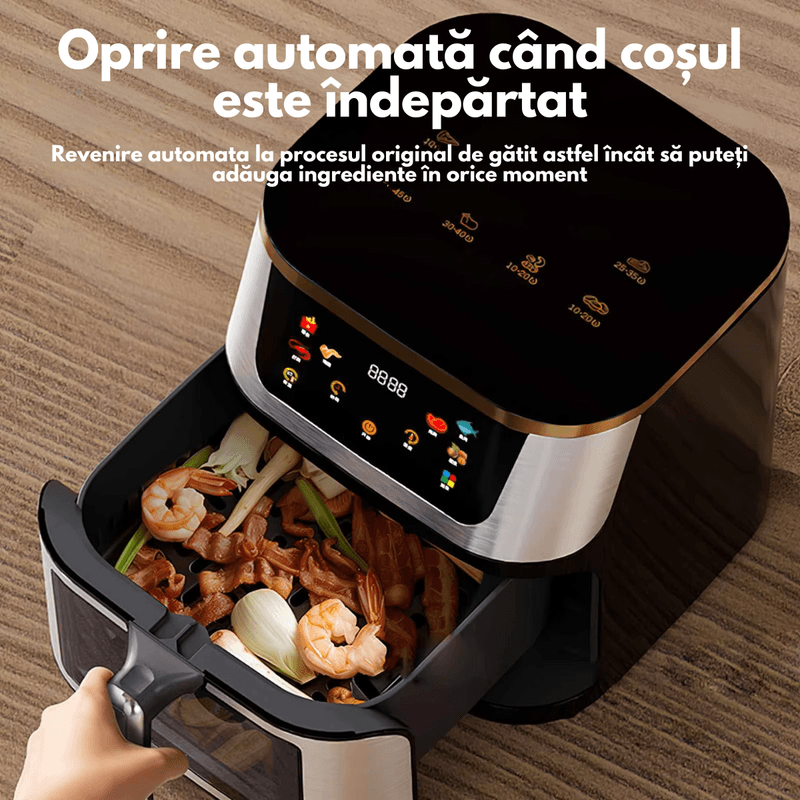 Electronice si Electrocasnice - Electrocasnice bucatarie - Aparate de gatit & desert - Friteuze - Friteuza cu aer cald, Airfryer fara ulei Silver Crest, Ecran digital tactil, Functii de gatire presetate,design din otel - Infinity.ro
