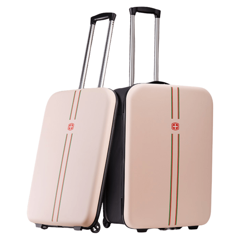 Sport si Outdoor - Articole de voiaj - Trolere - Troler pliabil mare de calatorie, Dasbo®, carcasa dura material ABS si PC rezistent la apa, 2 roti, roz 65x25x40cm - Infinity.ro