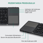 PC, gaming si accesorii - Periferice PC - Tastaturi - Tastatura pliabila Bluetooth Dasbo®, Portabila si ultra-subtire, Touchpad cu 2 click-uri, Fara fir, Compatibila - Infinity.ro