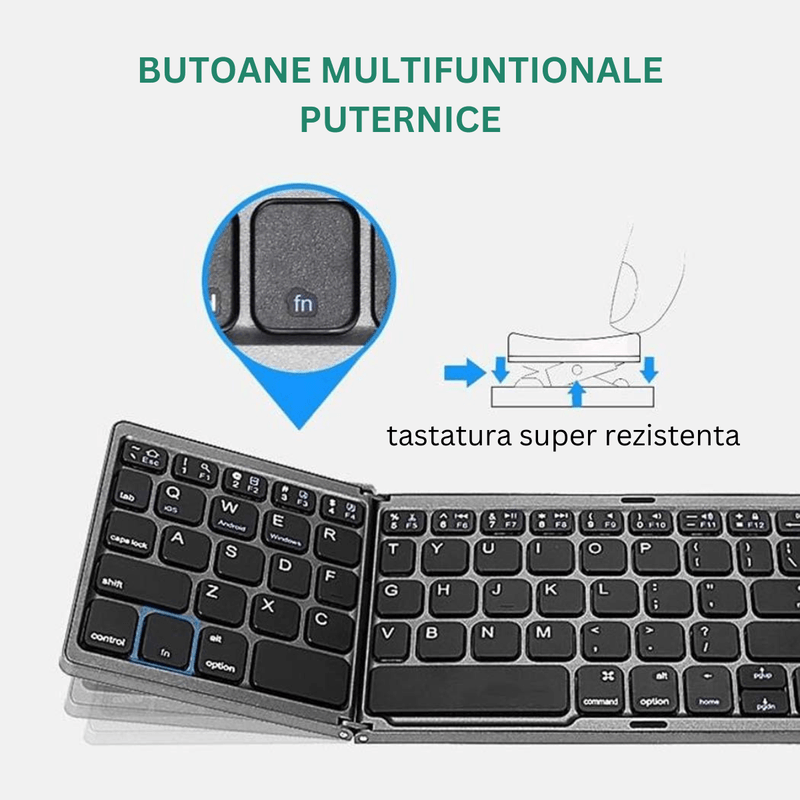 PC, gaming si accesorii - Periferice PC - Tastaturi - Tastatura pliabila Bluetooth Dasbo®, Portabila si ultra-subtire, Touchpad cu 2 click-uri, Fara fir, Compatibila - Infinity.ro
