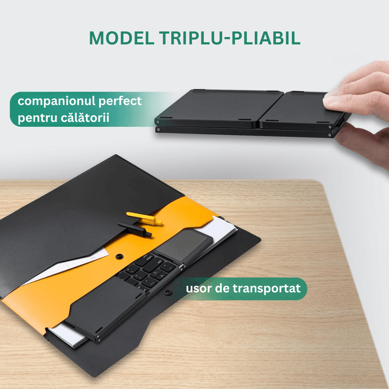 PC, gaming si accesorii - Periferice PC - Tastaturi - Tastatura pliabila Bluetooth Dasbo®, Portabila si ultra-subtire, Touchpad cu 2 click-uri, Fara fir, Compatibila - Infinity.ro