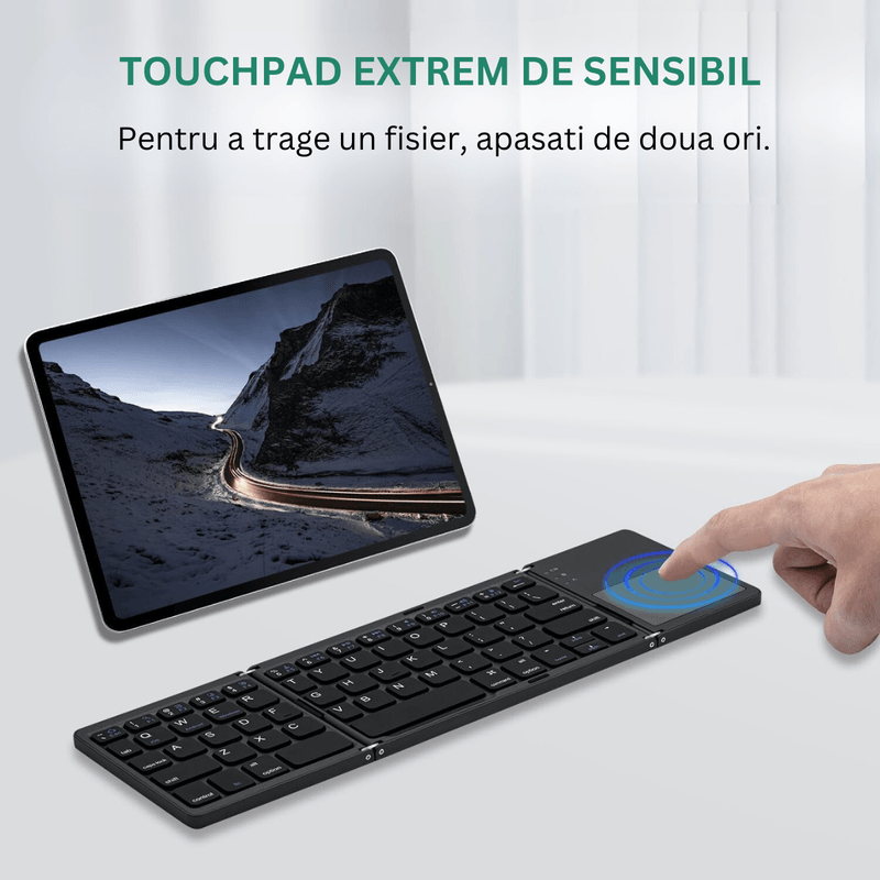PC, gaming si accesorii - Periferice PC - Tastaturi - Tastatura pliabila Bluetooth Dasbo®, Portabila si ultra-subtire, Touchpad cu 2 click-uri, Fara fir, Compatibila - Infinity.ro