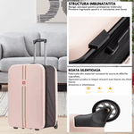 Sport si Outdoor - Articole de voiaj - Trolere - Troler pliabil mare de calatorie, Dasbo®, carcasa dura material ABS si PC rezistent la apa, 2 roti, roz 65x25x40cm - Infinity.ro