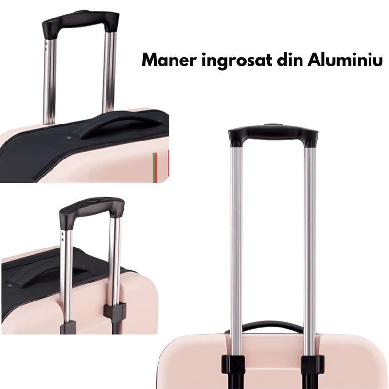 Sport si Outdoor - Articole de voiaj - Trolere - Troler pliabil mare de calatorie, Dasbo®, carcasa dura material ABS si PC rezistent la apa, 2 roti, roz 65x25x40cm - Infinity.ro