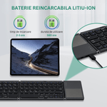 PC, gaming si accesorii - Periferice PC - Tastaturi - Tastatura pliabila Bluetooth Dasbo®, Portabila si ultra-subtire, Touchpad cu 2 click-uri, Fara fir, Compatibila - Infinity.ro
