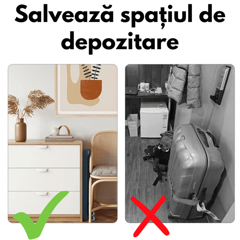 Sport si Outdoor - Articole de voiaj - Trolere - Troler pliabil mare de calatorie, Dasbo®, carcasa dura material ABS si PC rezistent la apa, 2 roti, roz 65x25x40cm - Infinity.ro