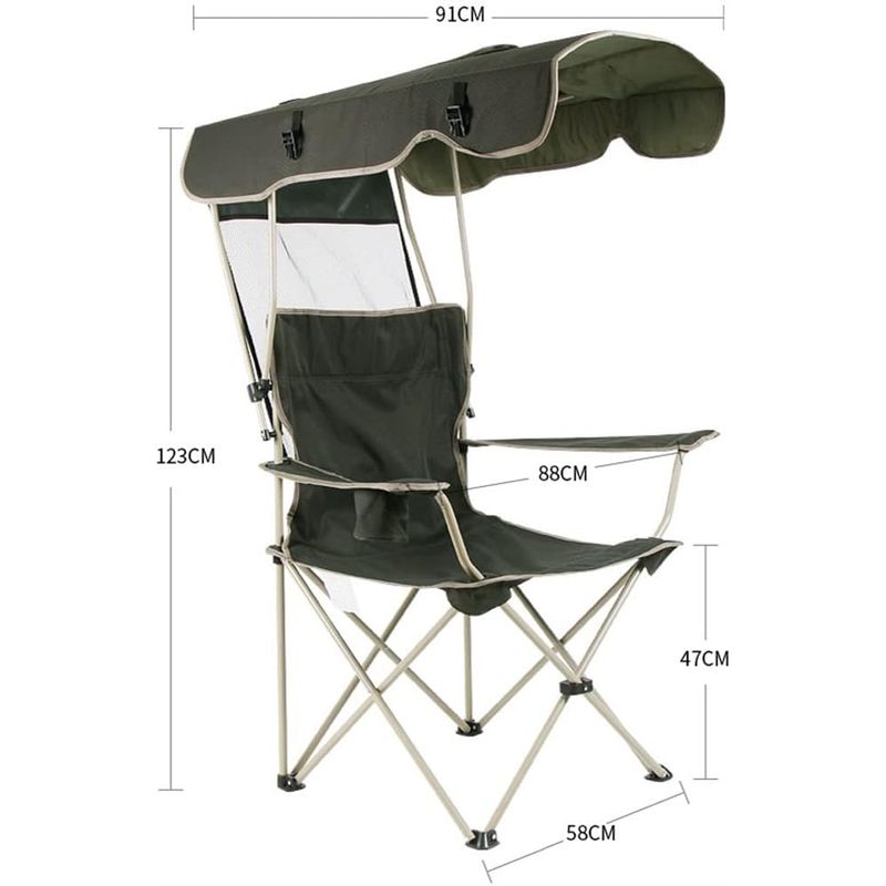 Sport si Outdoor - Camping - Mobilier pentru camping - Scaune camping - Scaun pliabil cu baldachin DASBO, pentru Pescuit, Camping, Gradina, Curte, cu acoperis rabatabil pentru umbra - Infinity.ro