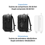Fashion, accesorii si bijuterii - Barbati - Accesorii barbati - Genti si rucsacuri barbati - Rucsac de calatorie cu Vacuum DASBO, Bagaj de mana multifunctional, Impermeabil, Extensibil, Multiple compartimente,60 L - Infinity.ro