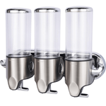 Casa si Gradina - Sanitare - Suporturi si accesorii baie - Dispensere - Dozator Triplu de Sapun, Sampon si Balsam, Instalare Fara Gaurire, Montat pe Perete – Organizator cu 3 Sticle de 450 ml - Infinity.ro