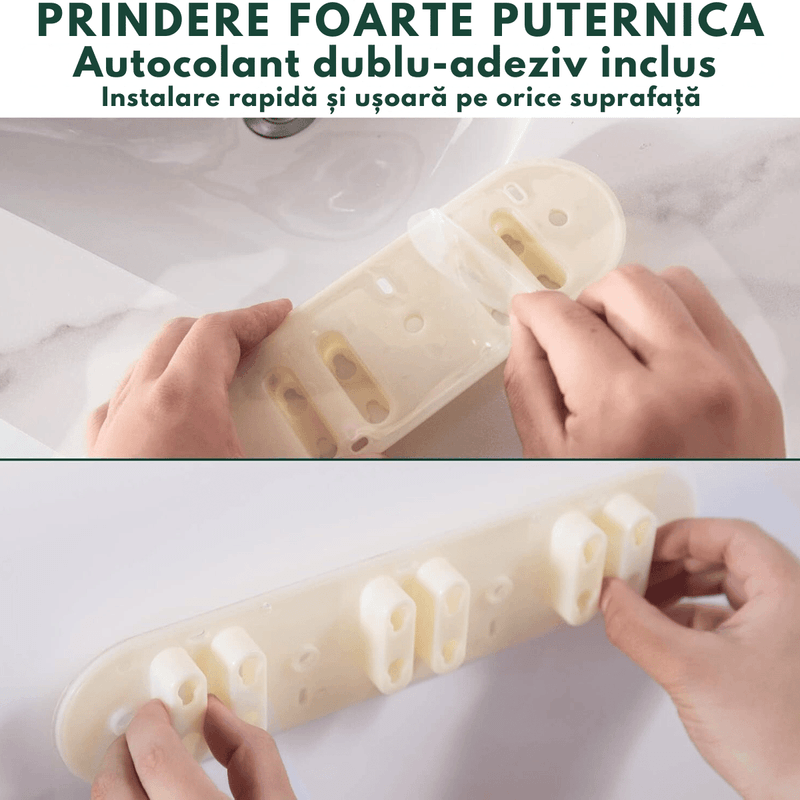 Casa si Gradina - Sanitare - Suporturi si accesorii baie - Dispensere - Dozator Triplu de Sapun, Sampon si Balsam, Instalare Fara Gaurire, Montat pe Perete – Organizator cu 3 Sticle de 450 ml - Infinity.ro