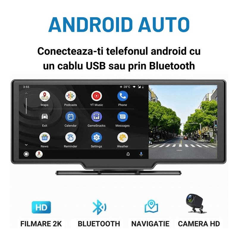 Auto si Moto - Electronice auto - Navigatii GPS - Navigatie Auto Multimedia Universarala Dasbo®, Display 10.26 inch, Camera inregistrare fata + spate inclusa,Ecran IPS HD - Infinity.ro