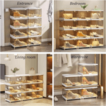 Casa si Gradina - Mobilier - Organizare si depozitare - Organizator incaltaminte - Set 4 cutii organizatoare si depozitare incaltaminte, Dasbo®, design modern pliabil si transparent, raft modular - Infinity.ro