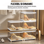 Casa si Gradina - Mobilier - Organizare si depozitare - Organizator incaltaminte - Set 4 cutii organizatoare si depozitare incaltaminte, Dasbo®, design modern pliabil si transparent, raft modular - Infinity.ro