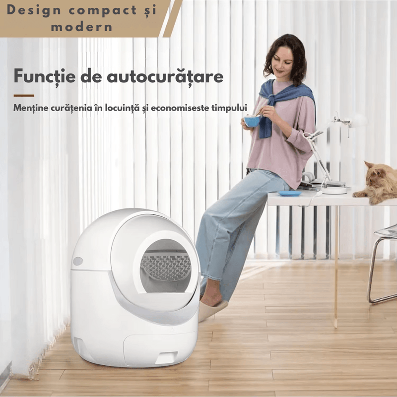 Petshop - Ingrijire si Igiena - Litiere si accesorii - Litiere acoperite - Litiera automata smart pentru pisica, Inteligenta cu functie de auto-curatare, Control prin Aplicatie,Eliminare Mirosuri - Infinity.ro