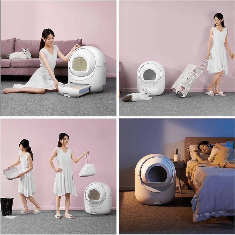 Petshop - Ingrijire si Igiena - Litiere si accesorii - Litiere acoperite - Litiera automata smart pentru pisica, Inteligenta cu functie de auto-curatare, Control prin Aplicatie,Eliminare Mirosuri - Infinity.ro