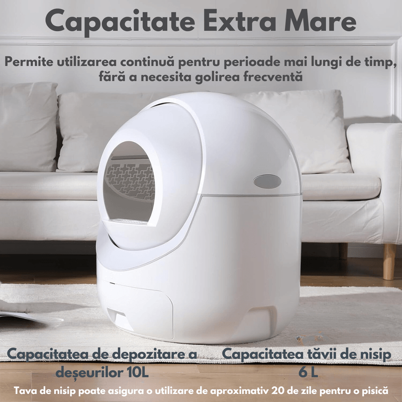 Petshop - Ingrijire si Igiena - Litiere si accesorii - Litiere acoperite - Litiera automata smart pentru pisica, Inteligenta cu functie de auto-curatare, Control prin Aplicatie,Eliminare Mirosuri - Infinity.ro