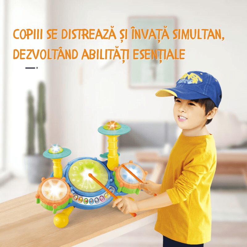 Jucarii, Copii si Bebe - Jucarii si jocuri - Jucarii & jocuri educative - Jucarii interactive - Toba Interactiva cu Lumini colorate, Melodii si Volum ajustabil, Instrument muzical DASBO® de jucarie pentru copii - Infinity.ro
