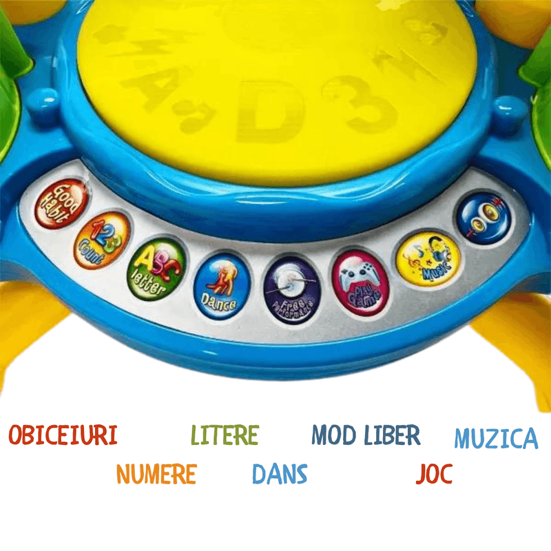 Jucarii, Copii si Bebe - Jucarii si jocuri - Jucarii & jocuri educative - Jucarii interactive - Toba Interactiva cu Lumini colorate, Melodii si Volum ajustabil, Instrument muzical DASBO® de jucarie pentru copii - Infinity.ro