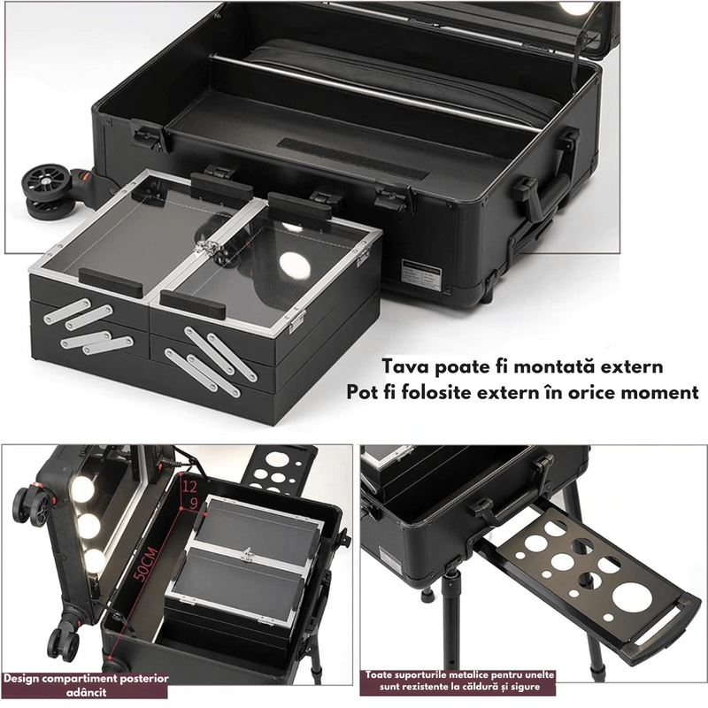 Ingrijire personala si Cosmetice - Machiaj - Portfarduri si genti cosmetice - Geanta profesionala pentru machiaj, tip Troler pentru produse de makeup, Valiza portabila Cosmetice si Machiaje - Infinity.ro