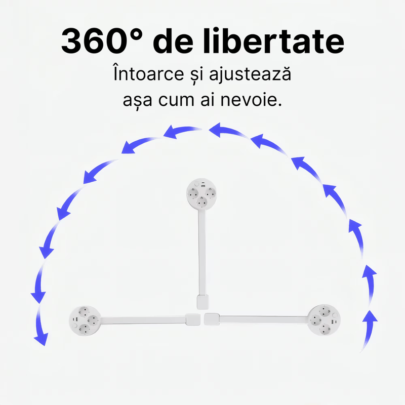 Casa si Gradina - Electrice - Accesorii electrice - Prelungitoare, triple, fise - Prelungitor Priza Extensibil, Extensor Electric Reglabil - Prelungitor Priza cu USB-A, USB-C si 2 Prize AC - Infinity.ro