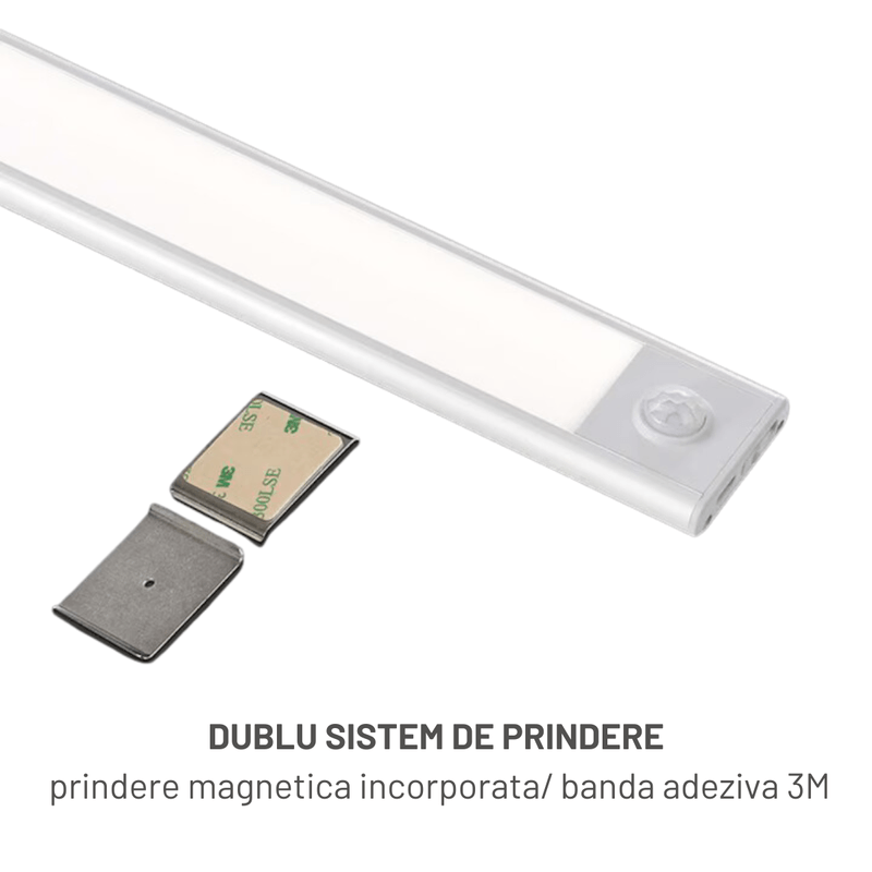 Casa si Gradina - Corpuri si surse de iluminat - Veioze si lampi - Veioze - Lampa LED SLIM Dasbo® cu senzor miscare, suport magnetic, led-uri puternice, fara fir, acumulator cu reincarcare,60 CM - Infinity.ro