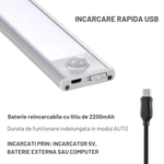 Casa si Gradina - Corpuri si surse de iluminat - Veioze si lampi - Veioze - Lampa LED SLIM Dasbo® cu senzor miscare, suport magnetic, led-uri puternice, fara fir, acumulator cu reincarcare,60 CM - Infinity.ro