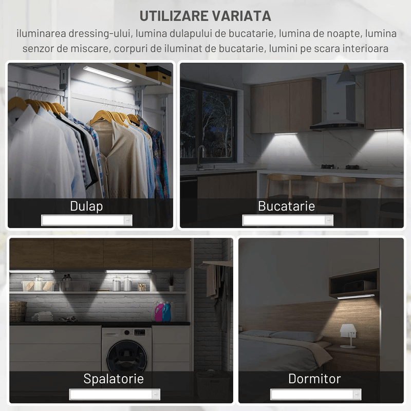 Casa si Gradina - Corpuri si surse de iluminat - Veioze si lampi - Veioze - Lampa LED SLIM Dasbo® cu senzor miscare, suport magnetic, led-uri puternice, fara fir, acumulator cu reincarcare,60 CM - Infinity.ro