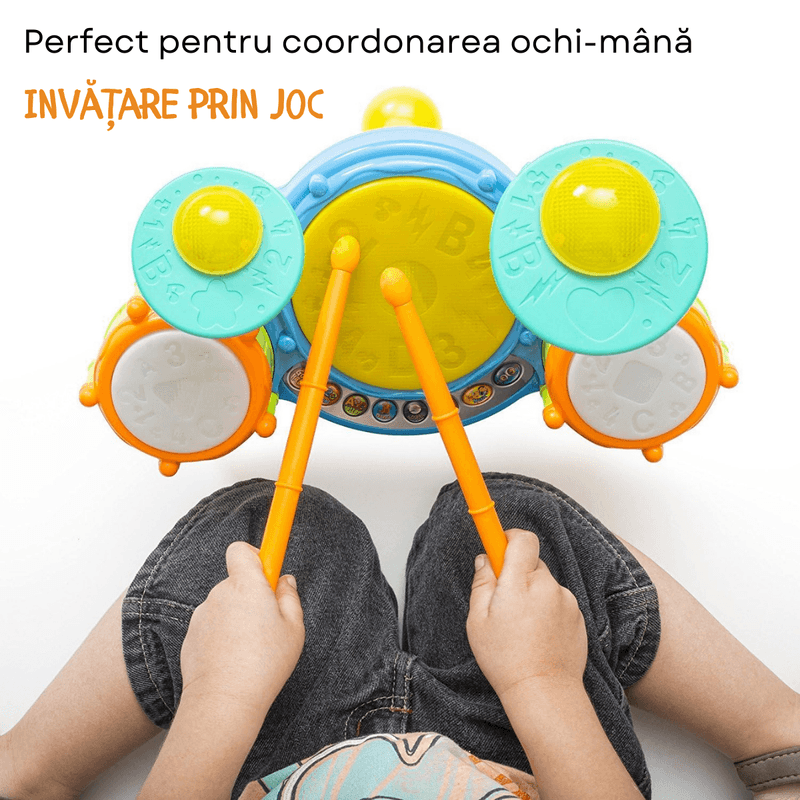 Jucarii, Copii si Bebe - Jucarii si jocuri - Jucarii & jocuri educative - Jucarii interactive - Toba Interactiva cu Lumini colorate, Melodii si Volum ajustabil, Instrument muzical DASBO® de jucarie pentru copii - Infinity.ro