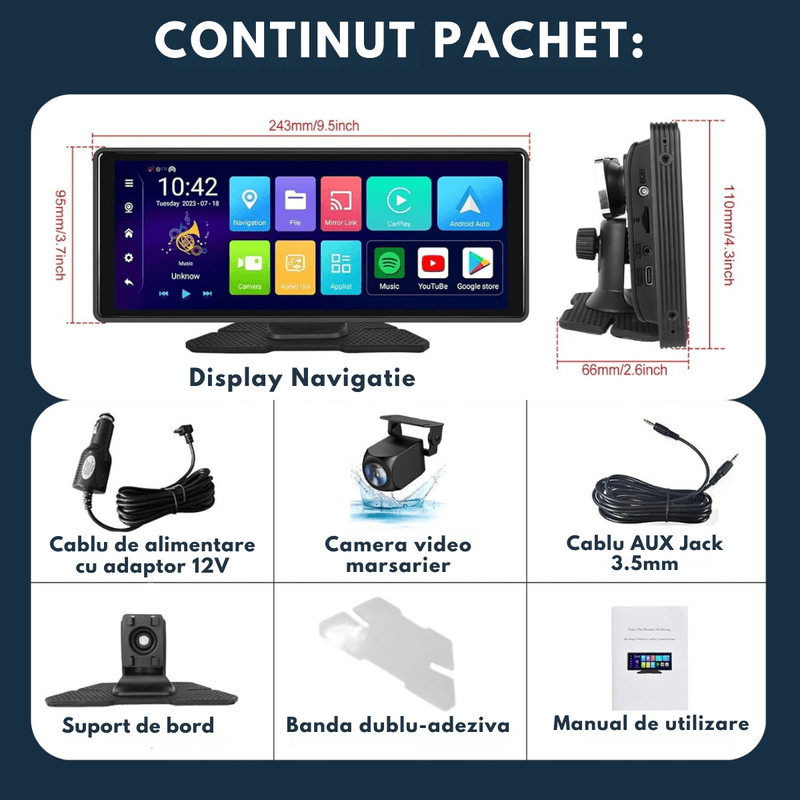 Auto si Moto - Electronice auto - Navigatii GPS - Navigatie Auto Multimedia Universarala Dasbo®, Display 10.26 inch, Camera inregistrare fata + spate inclusa,Ecran IPS HD - Infinity.ro