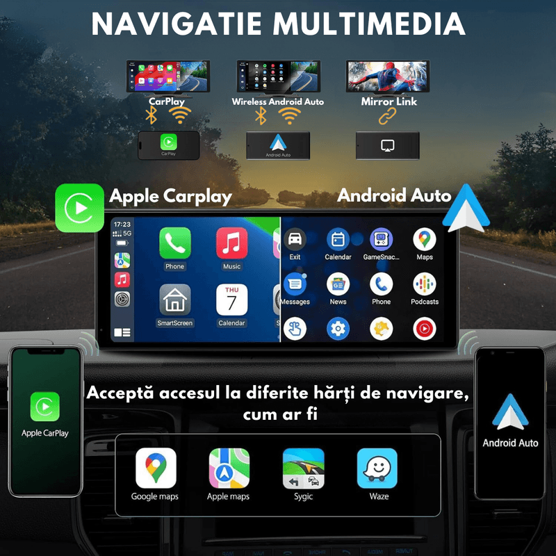 Auto si Moto - Electronice auto - Navigatii GPS - Navigatie Auto Multimedia Universarala Dasbo®, Display 10.26 inch, Camera inregistrare fata + spate inclusa,Ecran IPS HD - Infinity.ro
