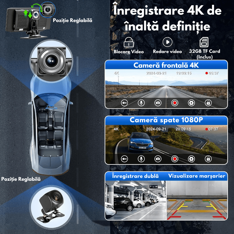 Auto si Moto - Electronice auto - Navigatii GPS - Navigatie Auto Multimedia Universarala Dasbo®, Display 10.26 inch, Camera inregistrare fata + spate inclusa,Ecran IPS HD - Infinity.ro