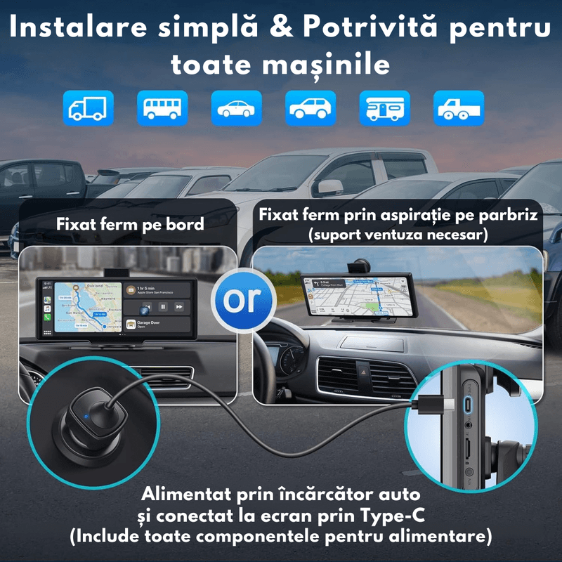Auto si Moto - Electronice auto - Navigatii GPS - Navigatie Auto Multimedia Universarala Dasbo®, Display 10.26 inch, Camera inregistrare fata + spate inclusa,Ecran IPS HD - Infinity.ro