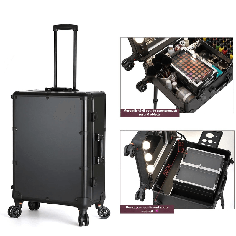 Ingrijire personala si Cosmetice - Machiaj - Portfarduri si genti cosmetice - Geanta profesionala pentru machiaj, tip Troler pentru produse de makeup, Valiza portabila Cosmetice si Machiaje - Infinity.ro